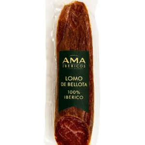 Media caña de lomo envasada con logotipo de Ibéricos AMA